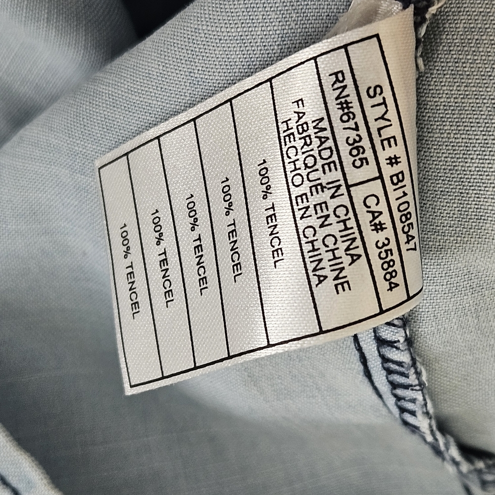 NWT BB Dakota Dress Isla One‎ Shoulder Denim Ruffle Elasticized Light Size Large - Picture 3 of 7